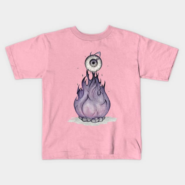 Eyeball flame Kids T-Shirt by Hana Nekrep Art